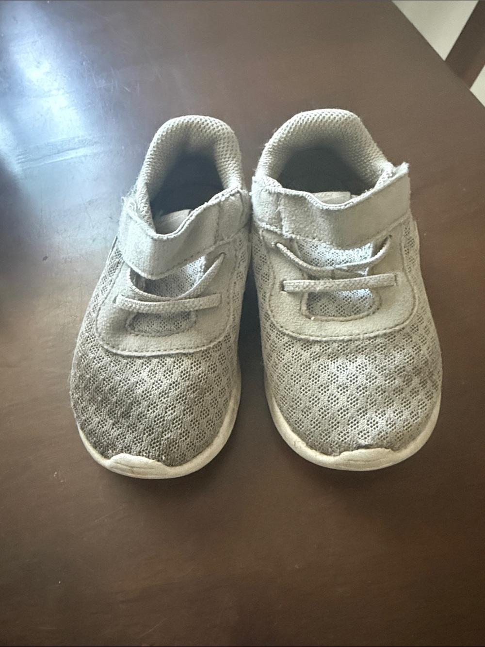 Kids Grey Mesh Athletic Sneakers with Hook-and-Loop Closure